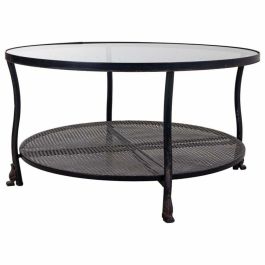 Mesa de Centro Alexandra House Living Negro Metal Vidrio 85 x 45 x 85 cm