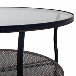 Mesa de Centro Alexandra House Living Negro Metal Vidrio 85 x 45 x 85 cm