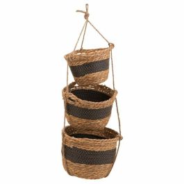 Juego de Cestos Alexandra House Living Negro Fibra natural 26 x 19 x 26 cm 22 x 16,5 x 22 cm 18 x 14,5 x 18 cm Para colgar 3 Pie