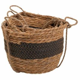 Juego de Cestos Alexandra House Living Negro Fibra natural 26 x 19 x 26 cm 22 x 16,5 x 22 cm 18 x 14,5 x 18 cm Para colgar 3 Pie