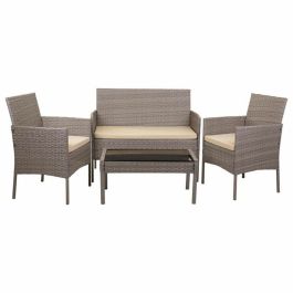 Conjunto de Mesa con 2 Sillones Alexandra House Living Gris 4 Piezas