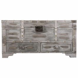 Baúl Alexandra House Living Gris PVC Madera Metal 45 x 45 x 90 cm Estilo vintage