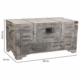 Baúl Alexandra House Living Gris PVC Madera Metal 45 x 45 x 90 cm Estilo vintage