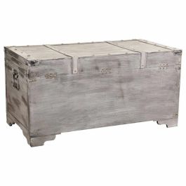 Baúl Alexandra House Living Gris PVC Madera Metal 45 x 45 x 90 cm Estilo vintage