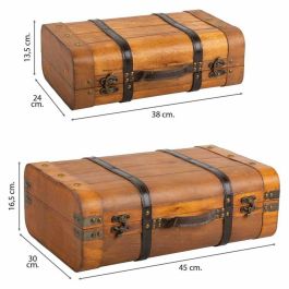 Juego de Maletas Alexandra House Living Marrón PVC Madera Metal Vintage 30 x 16 x 45 cm 38 x 24 x 13,5 cm Decorativo 2 Piezas