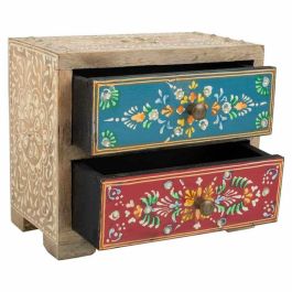 Caja-Joyero Alexandra House Living Multicolor Natural Madera de mango Madera MDF 10 x 15 x 18 cm 2 cajones