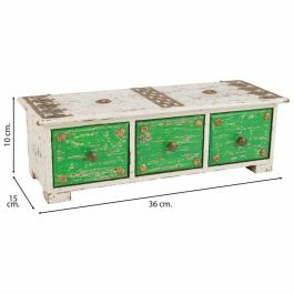 Caja-Joyero Alexandra House Living Blanco Verde Latón Madera MDF 15 x 10 x 36 cm 3 cajones