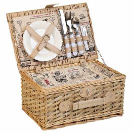 Cesta de Picnic Alexandra House Living Gris Natural Mimbre