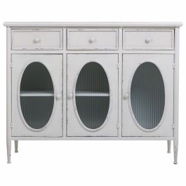 Aparador Alexandra House Living Blanco Metal Vidrio 40 x 80 x 100 cm