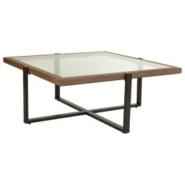 Mesa de Centro Alexandra House Living Marrón Hierro Madera de abeto Vidrio templado 99 x 40 x 99 cm Precio: 295.179499637. SKU: B1GF7GMV5D