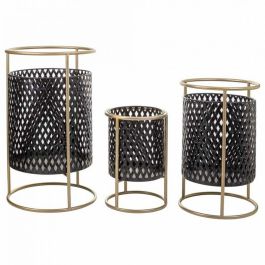 Set de Maceteros Alexandra House Living Negro Metal Hierro 27 x 74 x 27 cm 3 Piezas