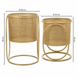 Set de Maceteros Alexandra House Living Oro Metal Hierro 26 x 178 x 26 cm 2 Piezas