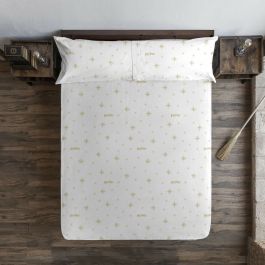 Sábana Bajera Harry Potter Blanco Dorado Cama de 105