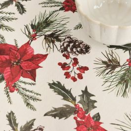 Mantel resinado antimanchas Belum Christmas Flowers Rojo Verde Natural 200 x 150 cm