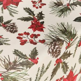 Mantel resinado antimanchas Belum Christmas Flowers Rojo Verde Natural 200 x 150 cm