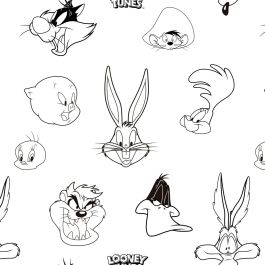 Funda Nórdica Looney Tunes Looney B&W Blanco black 175 Hilos 260 x 240 cm