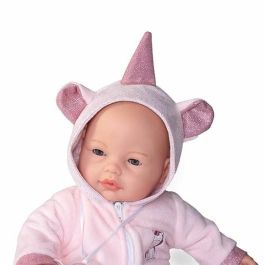 Muñeca bimba llorona con disfraz de unicornio , cuerpo de tela 37 cm