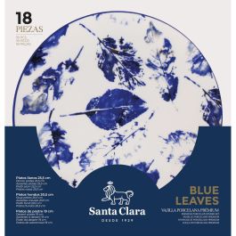 Vajilla Santa Clara Blue Leaves 18 Piezas Porcelana