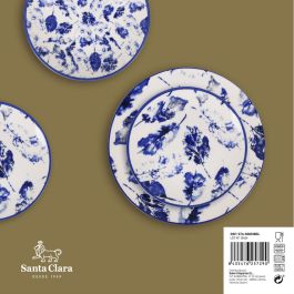 Vajilla Santa Clara Blue Leaves 18 Piezas Porcelana