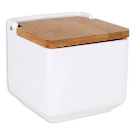 Salero de cerámica con tapa de bambú 13x13x12 cm - Inde (12 Unidades) Precio: 53.69000021. SKU: S2212957