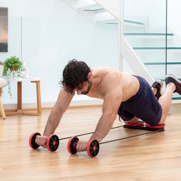 Rodillo Abdominal con Discos Giratorios, Bandas Elásticas y Guía de Ejercicios Twabanarm InnovaGoods Ergonómico (Reacondicionado