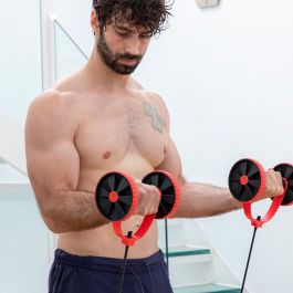 Rodillo Abdominal con Discos Giratorios, Bandas Elásticas y Guía de Ejercicios Twabanarm InnovaGoods Ergonómico (Reacondicionado