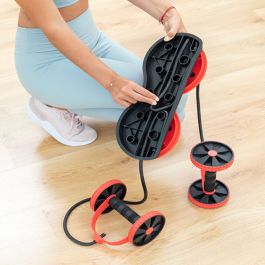 Rodillo Abdominal con Discos Giratorios, Bandas Elásticas y Guía de Ejercicios Twabanarm InnovaGoods Ergonómico (Reacondicionado