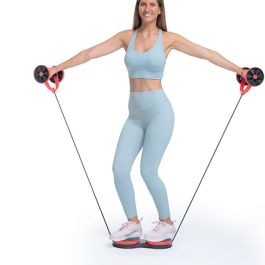 Rodillo Abdominal con Discos Giratorios, Bandas Elásticas y Guía de Ejercicios Twabanarm InnovaGoods Ergonómico (Reacondicionado