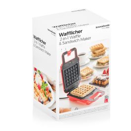 Gofrera y Sandwichera 2 en 1 con Recetas Wafflicher InnovaGoods Negro Rojo 600 W (Reacondicionado A+)