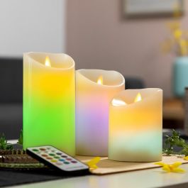 Velas LED Multicolor Efecto Llama con Mando Lendles InnovaGoods 3 Unidades