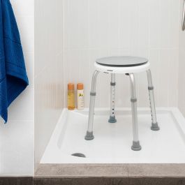 InnovaGoods® Taburete Baño Giratorio, silla ducha personas mayores con rotación de 360º, taburete con 8 niveles de altura Ideal