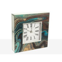 Reloj de Mesa Romimex Azul Dorado Vidrio 20 x 20 x 5 cm