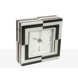 Reloj de Mesa Romimex Blanco Negro Vidrio 14 x 14 x 4 cm