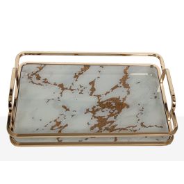 Bandeja Romimex Azul Dorado Vidrio 30 x 6 x 20 cm Precio: 80.4650004598. SKU: B15NDWGH3D