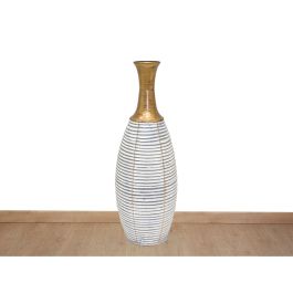 Jarrón de suelo Alexandra House Living Blanco Dorado Metal 20 x 62 x 20 cm