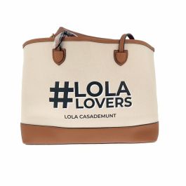 Bolso Mujer Lola Casademunt Lola Lovers Beige Marrón Piel Loneta