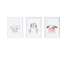 Juego de 3 cuadros Crochetts Multicolor Madera MDF 33 x 43 x 2 cm Elefante Vaca Pingüino (3 Piezas) Precio: 104.94999977. SKU: B1KKETTASL