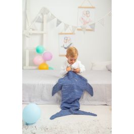 Manta Crochetts Manta Azul Tiburón 60 x 90 x 2 cm