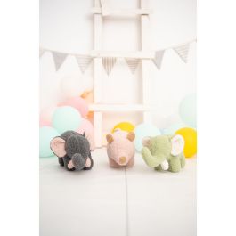 Peluche Crochetts Bebe Verde Gris Elefante Cerdo 30 x 13 x 8 cm 3 Piezas
