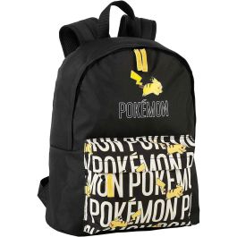 Mochila Escolar Pokémon Pikachu Negro Adaptable a carro portamochilas Compartimento para portátil (hasta 15,6") 41 x 31 x 13,5 c