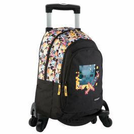 Mochila Primaria Minecraft Pixel con carro 44 X 30 X 20 CM.