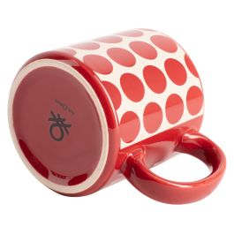 Juego de Tazas Benetton Rojo Gres Topos 4 Piezas