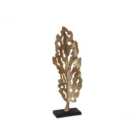 Escultura Romimex Negro Dorado Aluminio Madera MDF 32 x 89 x 14 cm Hoja de planta Precio: 151.50000052. SKU: B17LYGA96S