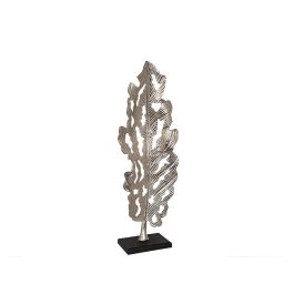 Escultura Romimex Negro Plateado Aluminio Madera MDF 32 x 89 x 14 cm Hoja de planta Precio: 151.50000052. SKU: B125BFTXVG