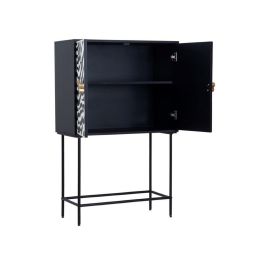 Armario Romimex Blanco Negro Dorado Metal Hueso Madera de acacia 80 x 125 x 40 cm