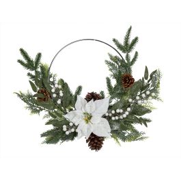 Corona de Navidad Romimex Blanco Marrón Verde Polietileno Flores 45 x 55 x 45 cm Precio: 26.49999946. SKU: B19QWWTVMK