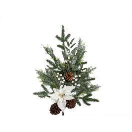 Adorno Navideño Romimex Blanco Marrón Verde Flores Piña de pino Rama Abeto 40 x 58 x 40 cm Precio: 23.89000042. SKU: B13AZMYSTT