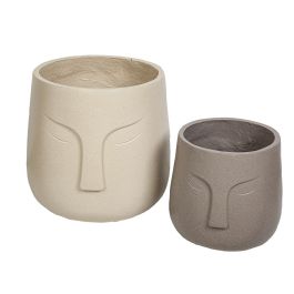 Set de Maceteros Romimex Beige Cerámica Rostro (2 Piezas) Precio: 93.49999967. SKU: B1ENTG7SSY