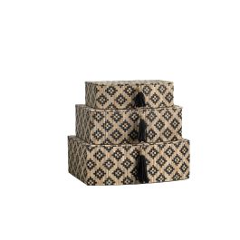 Juego de Cajas Decorativas Romimex Negro Beige Fibra natural (3 Piezas) Precio: 68.4999997. SKU: B1G8LPY569