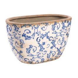 Jardinera Romimex Azul Blanco Porcelana Acabado envejecido 27 x 16 x 15 cm Precio: 31.50000018. SKU: B1FGPX9GY3